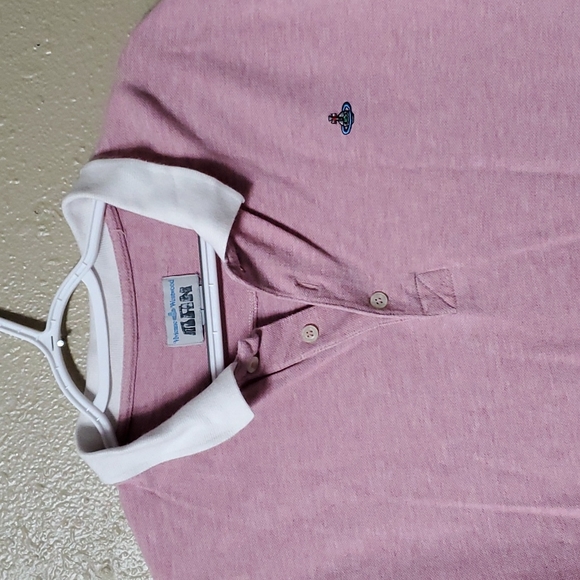 Vivienne Westwood Man Polo Heather Pink White Contrast Collar Size XL - Picture 2 of 9